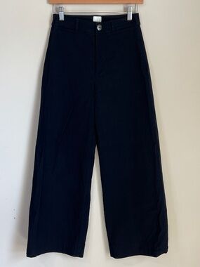 Anthropologie Maeve Wide Leg Cropped Linen Pants Sz 27 Black Colette Pants